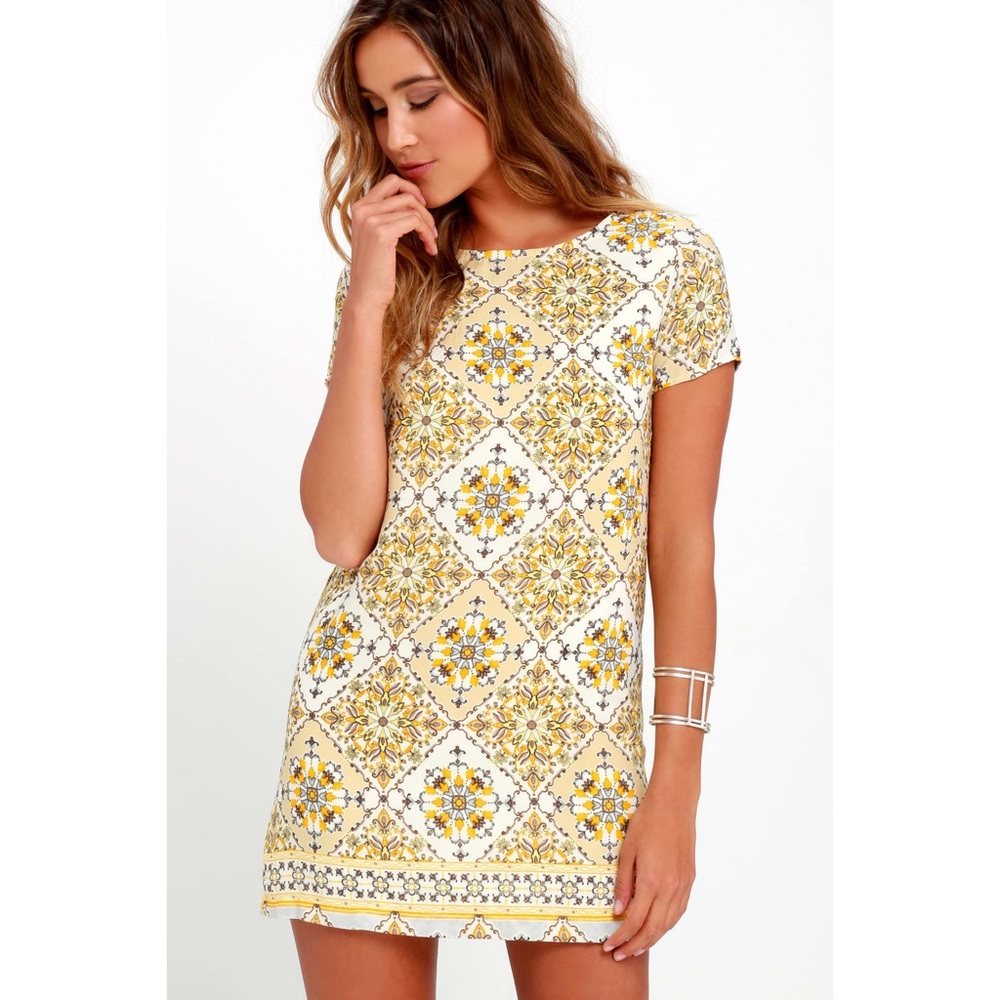 DANDY LION YELLOW PRINT SHIFT DRESS
